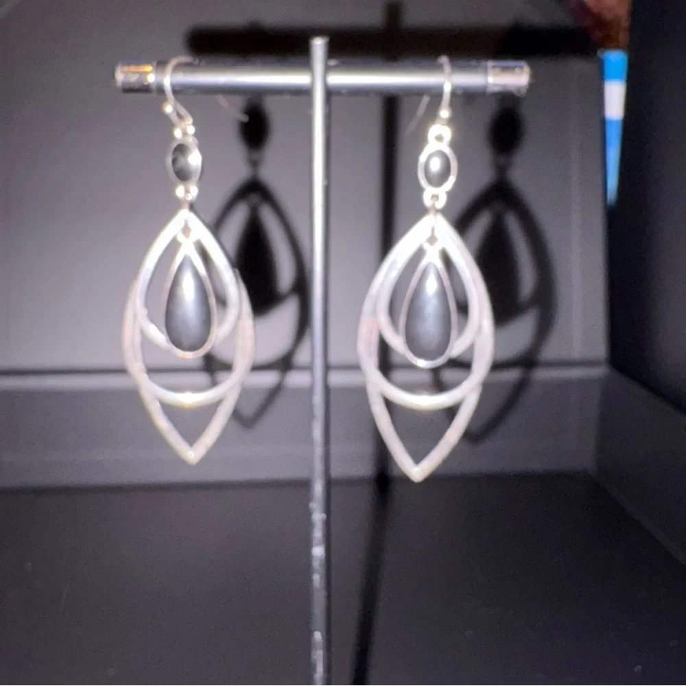 Lia Sophia Silver and Black Geometric Earrings